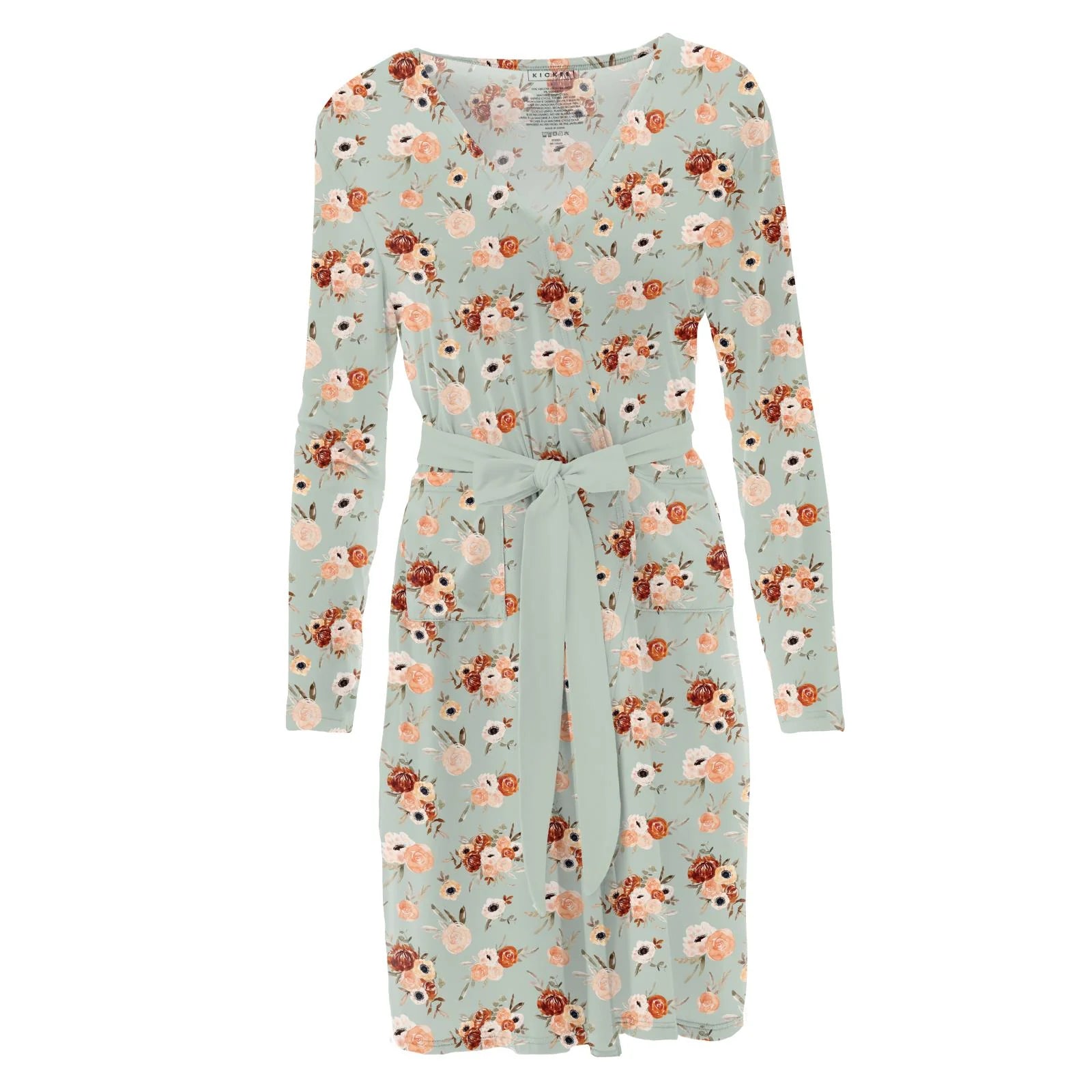 Print Mid Length Robe in Aloe Fall Floral - Doodlebug's Children's Boutique