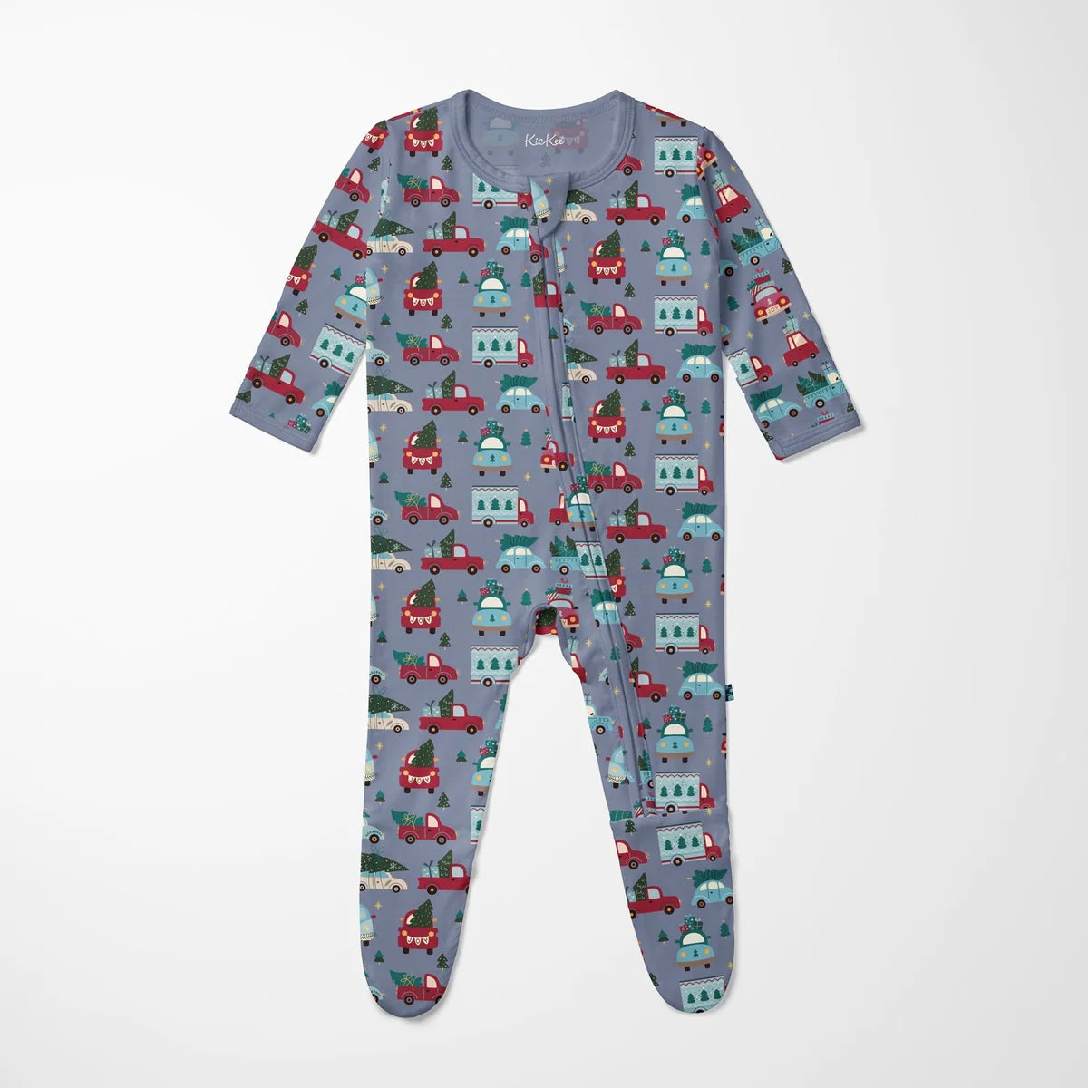 Print Footie with 2 Way Zipper in Moonlight Christmas Cars & Trucks