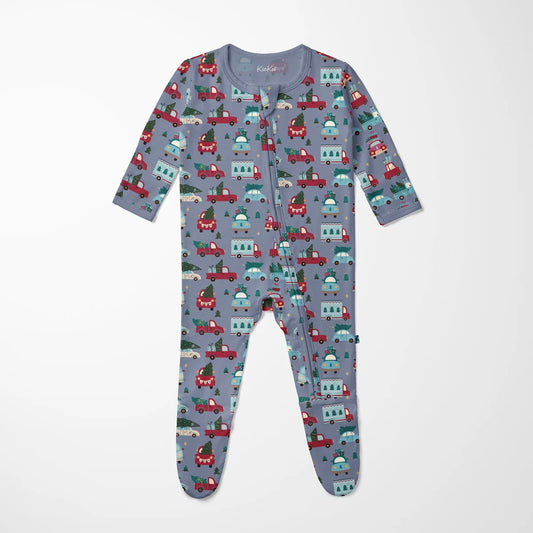 Print Footie with 2 Way Zipper in Moonlight Christmas Cars & Trucks