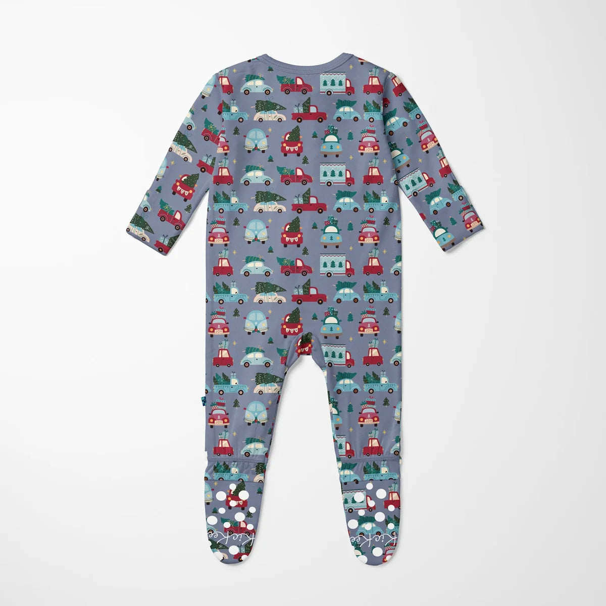 Print Footie with 2 Way Zipper in Moonlight Christmas Cars & Trucks