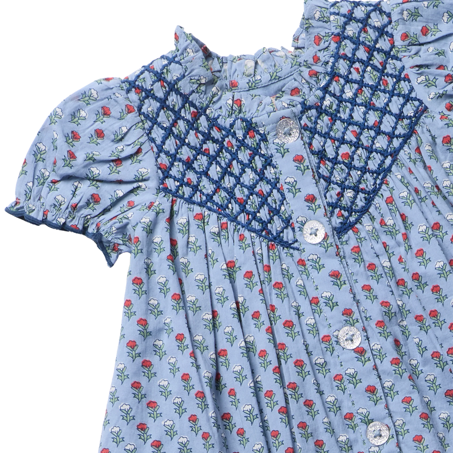 Lucia Dress in Light Blue Carnation - Doodlebug's Children's Boutique