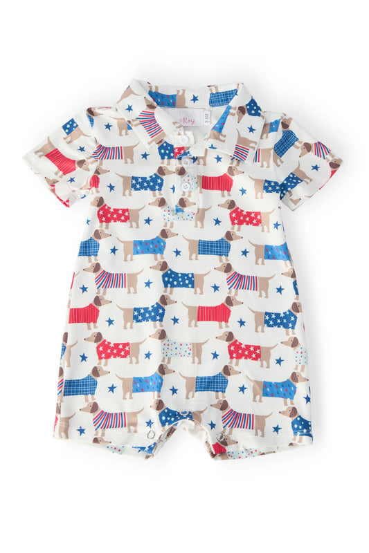 Patriotic Pups Polo Shorty - Doodlebug's Children's Boutique