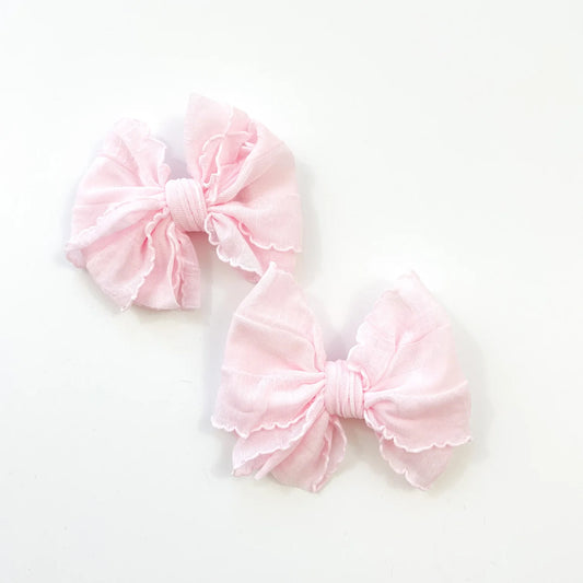 Perfect Pink Ruffle Clip Set of Two  - Doodlebug's Children's Boutique