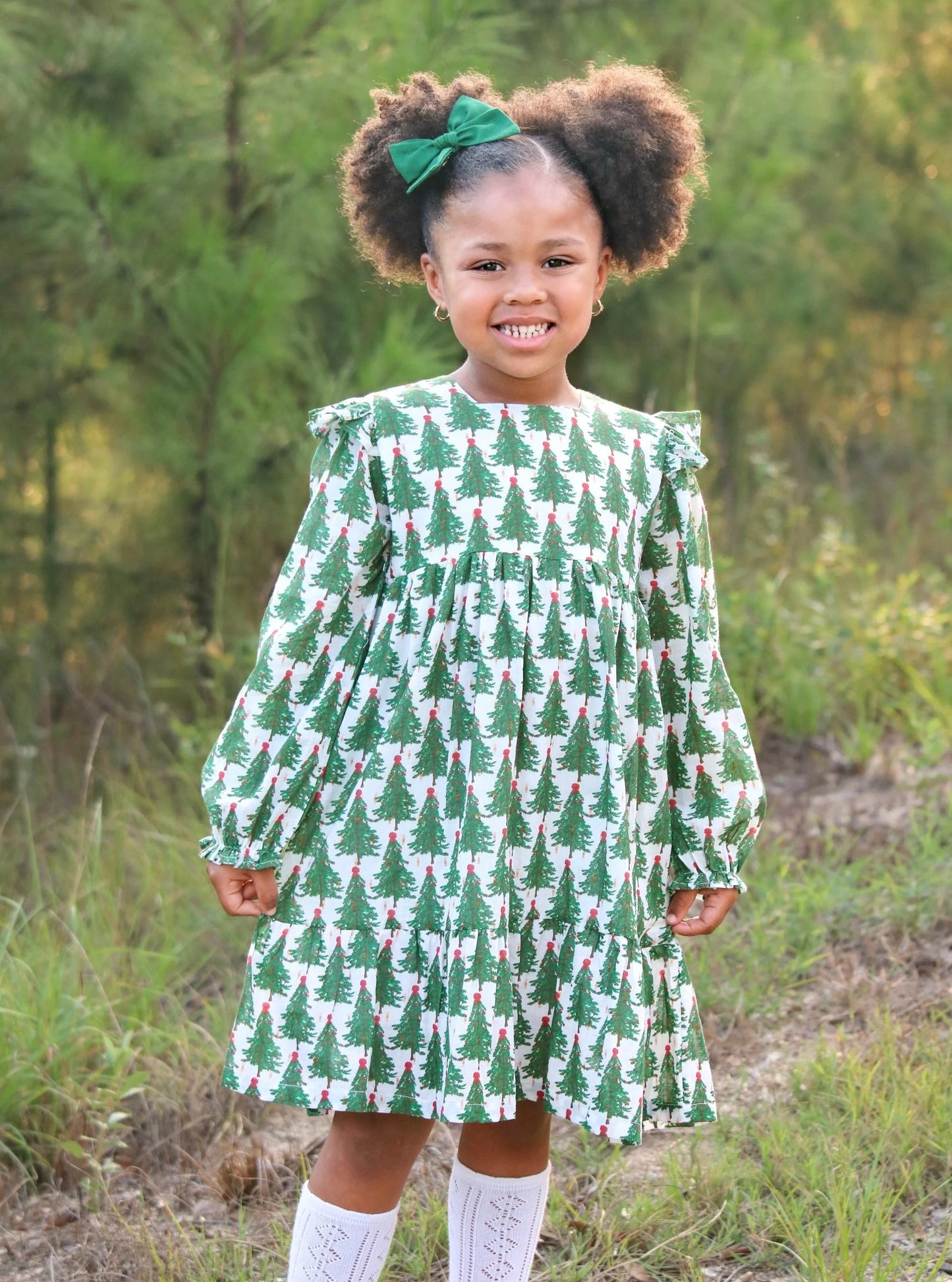 Christmas Tree Print Dress  - Doodlebug's Children's Boutique