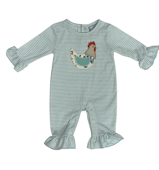 Chicken Applique Romper - Doodlebug's Children's Boutique