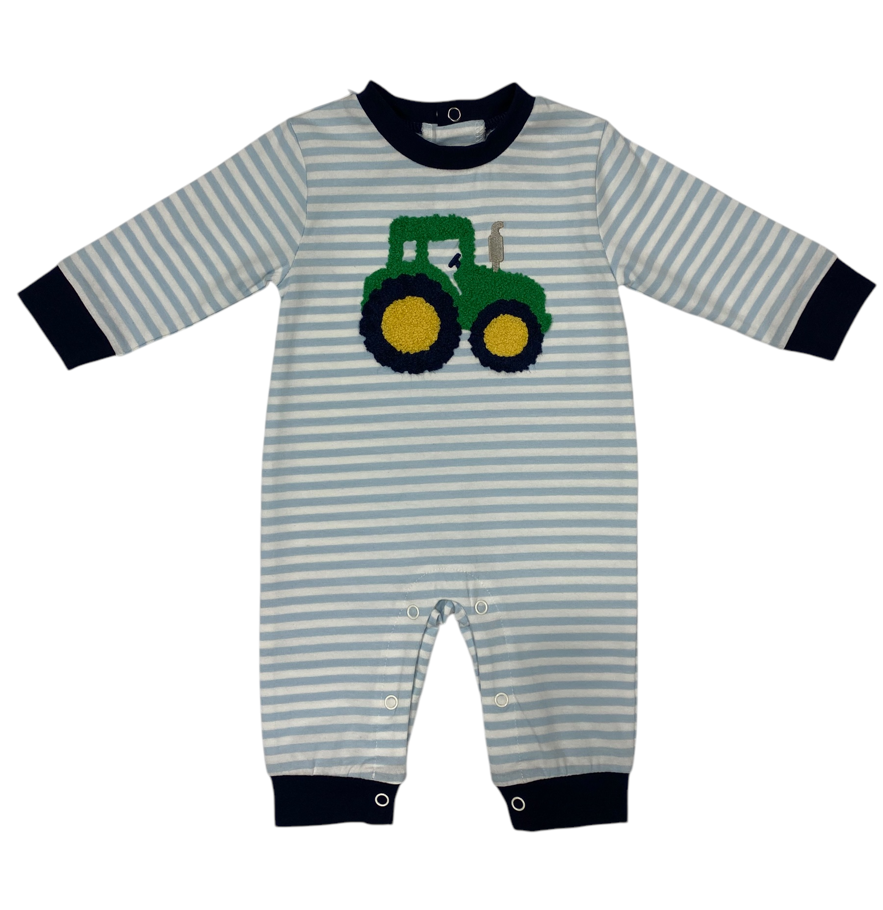 Tractor Textured Applique Romper - Doodlebug's Children's Boutique