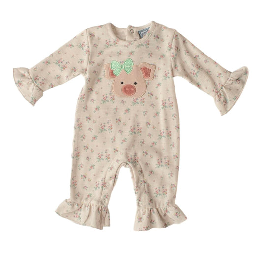 Pig Applique Romper - Doodlebug's Children's Boutique