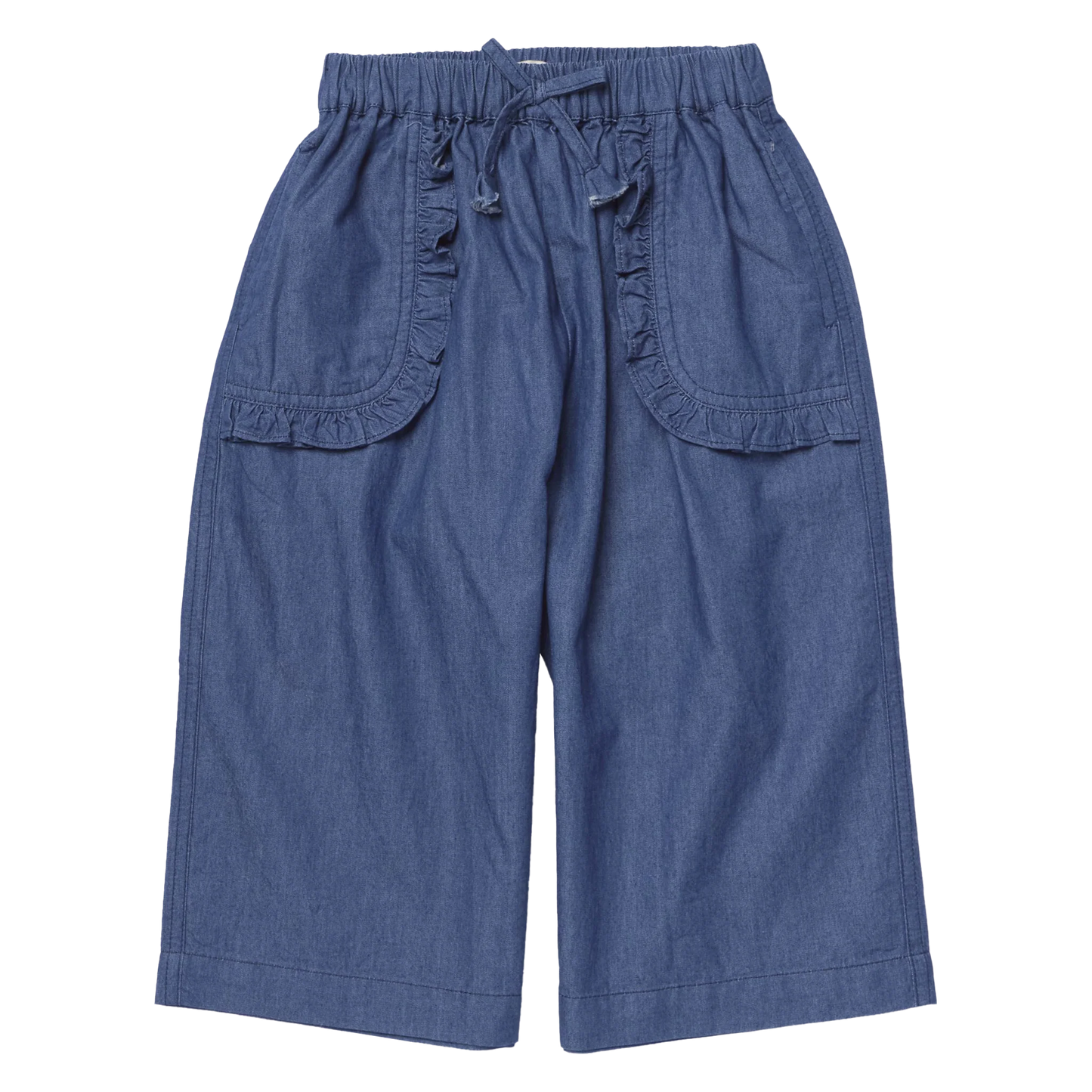 Bailey Ruffle Pant in Chambray - Doodlebug's Children's Boutique