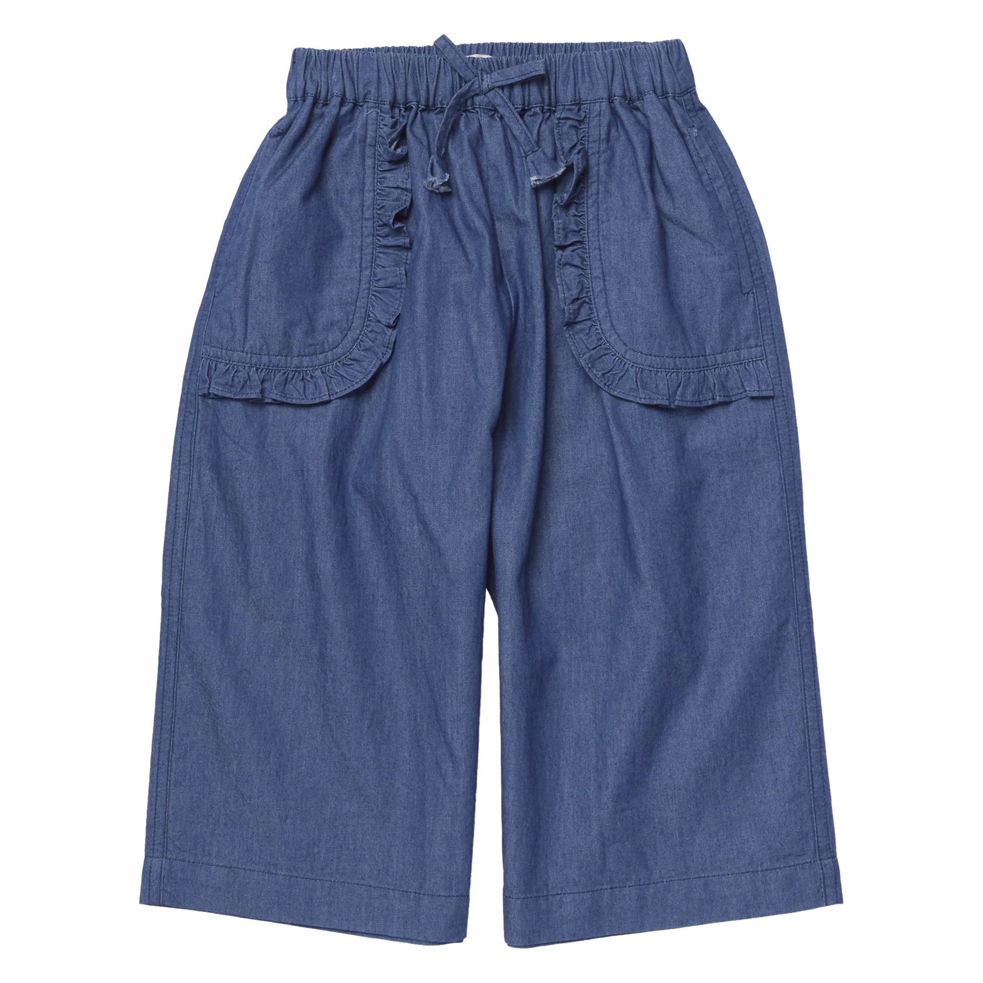 Bailey Ruffle Pant in Chambray - Doodlebug's Children's Boutique