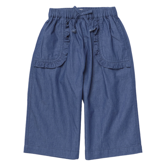 Bailey Ruffle Pant in Chambray - Doodlebug's Children's Boutique