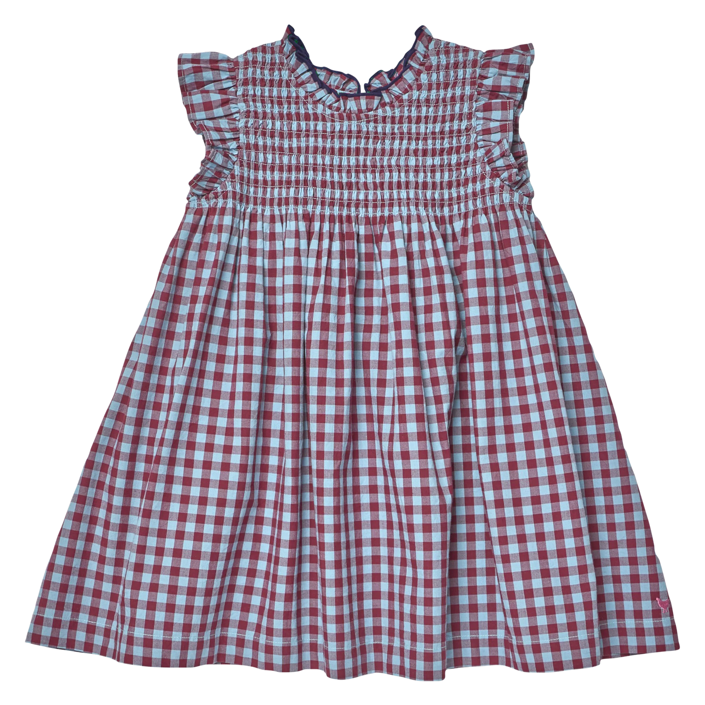 Stevie Dress in Red & Blue Check - Doodlebug's Children's Boutique