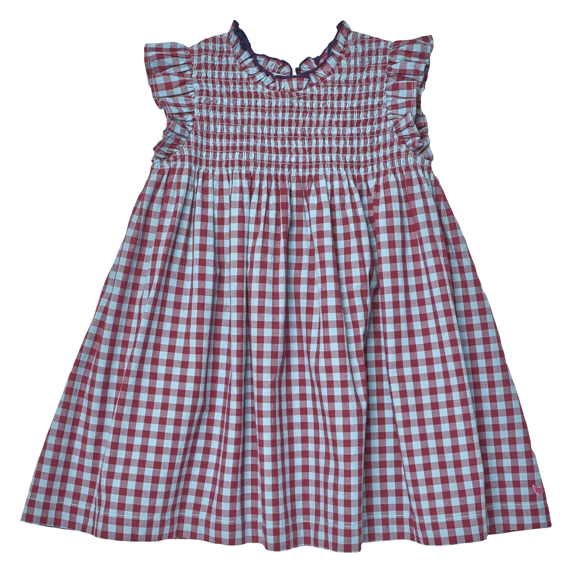 Stevie Dress in Red & Blue Check - Doodlebug's Children's Boutique