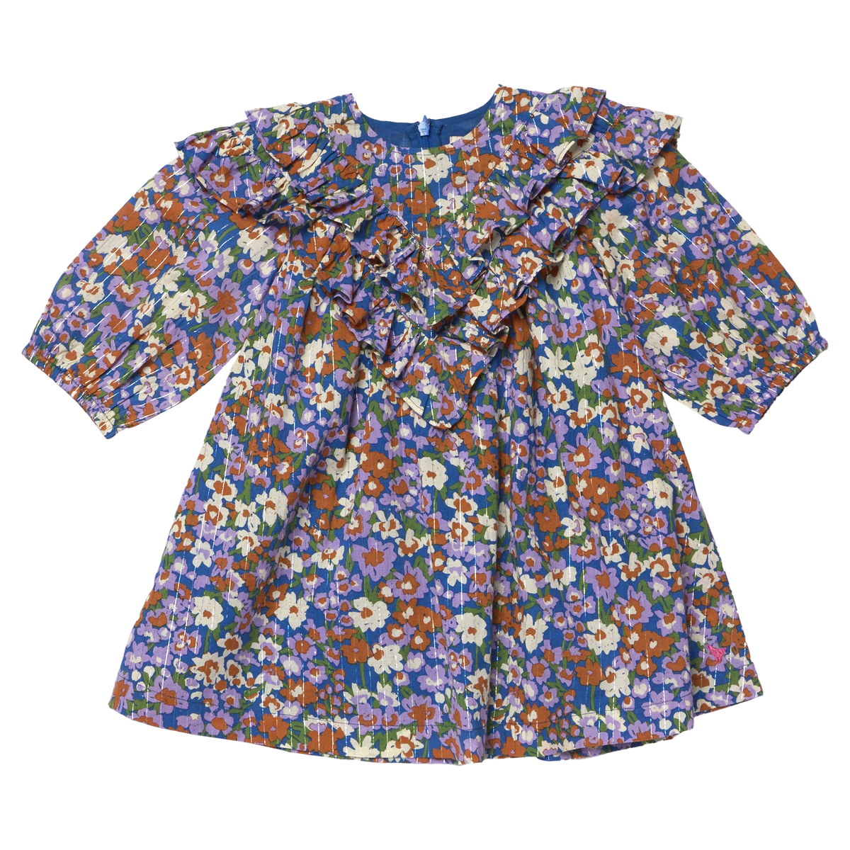 Everly Dress in True Blue Sketched Floral