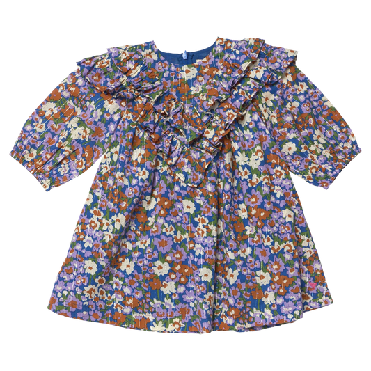 Everly Dress in True Blue Sketched Floral