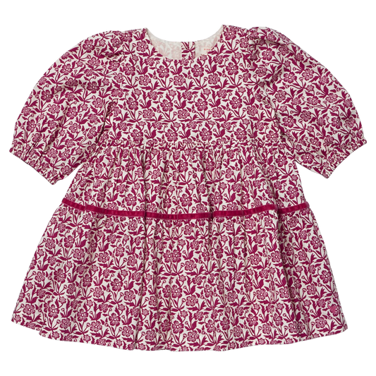 Maribelle Dress in Burgundy Climbing Floral