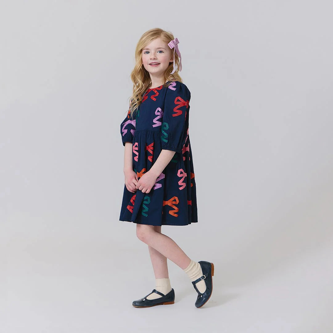 Brooke Dress in Multi Bow Applique - Doodlebug's Children's Boutique