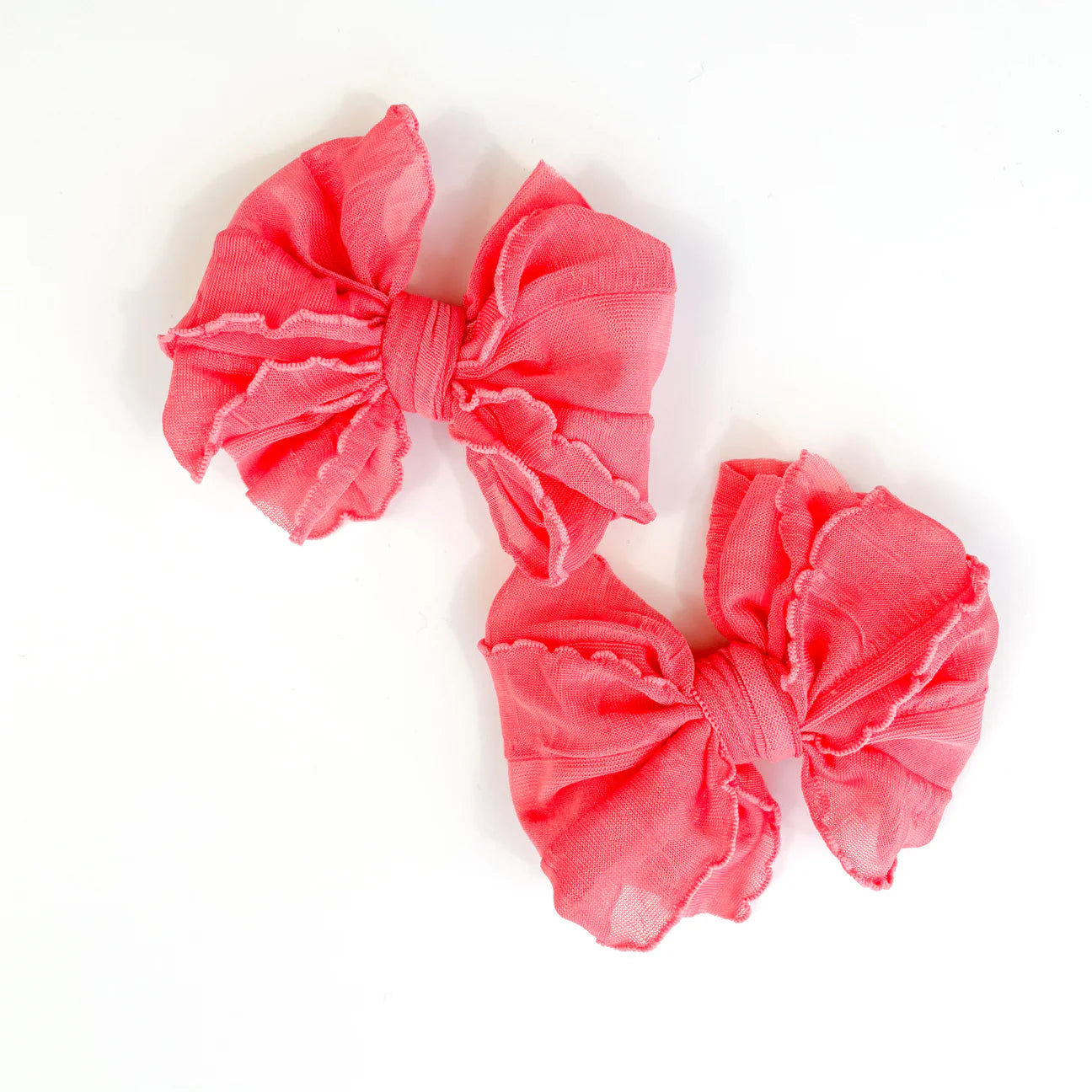 Pink Grapefruit Ruffle Clip Set of Two - Doodlebug's Children's Boutique
