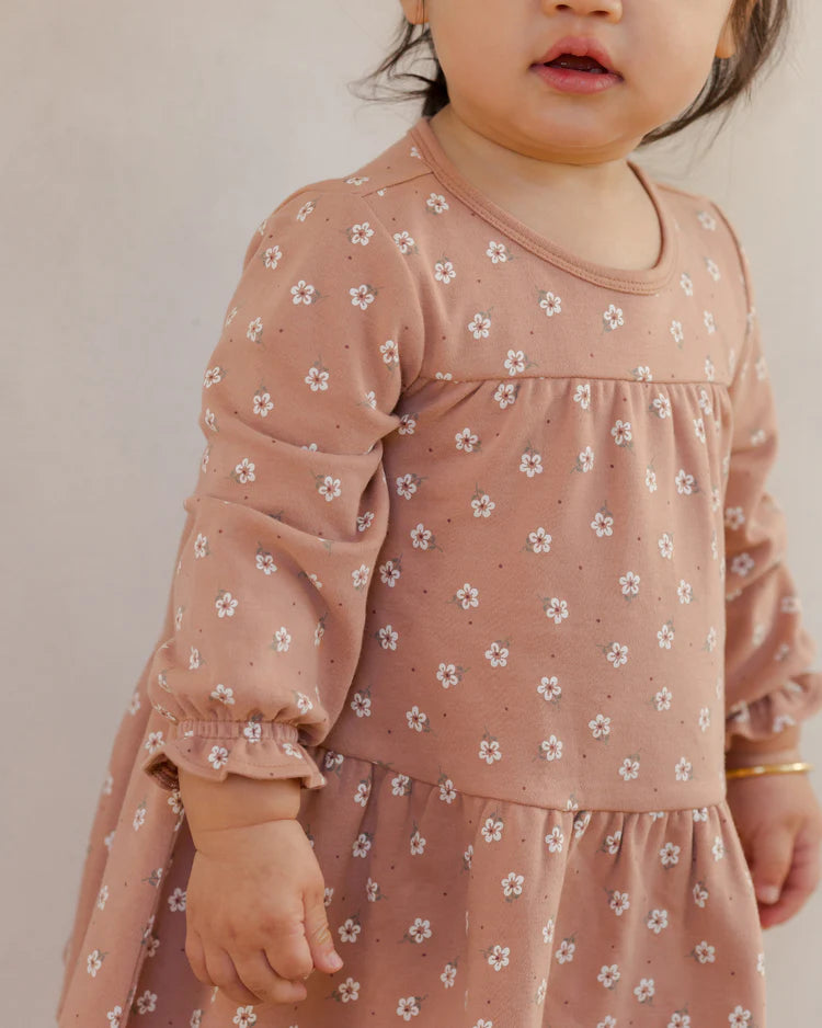 Tiered Jersey Dress in Rose Ditsy  - Doodlebug's Children's Boutique