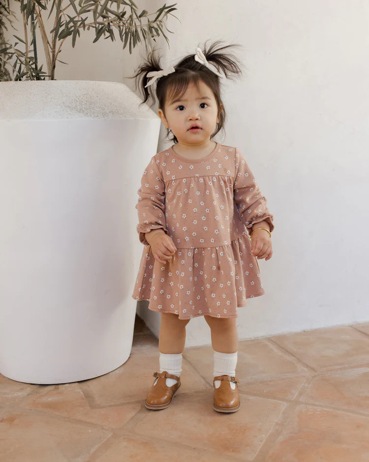 Tiered Jersey Dress in Rose Ditsy  - Doodlebug's Children's Boutique