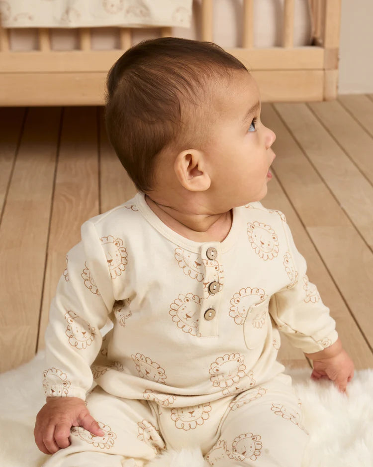 Long Sleeve Pocket Jumpsuit in Lions  - Doodlebug's Children's Boutique