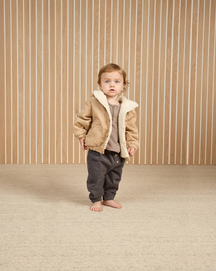 Corduroy Hooded Jacket in Latte  - Doodlebug's Children's Boutique