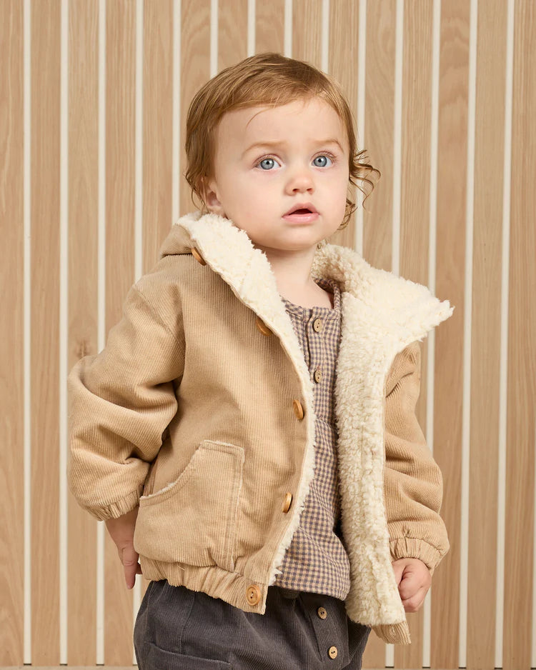 Corduroy Hooded Jacket in Latte  - Doodlebug's Children's Boutique