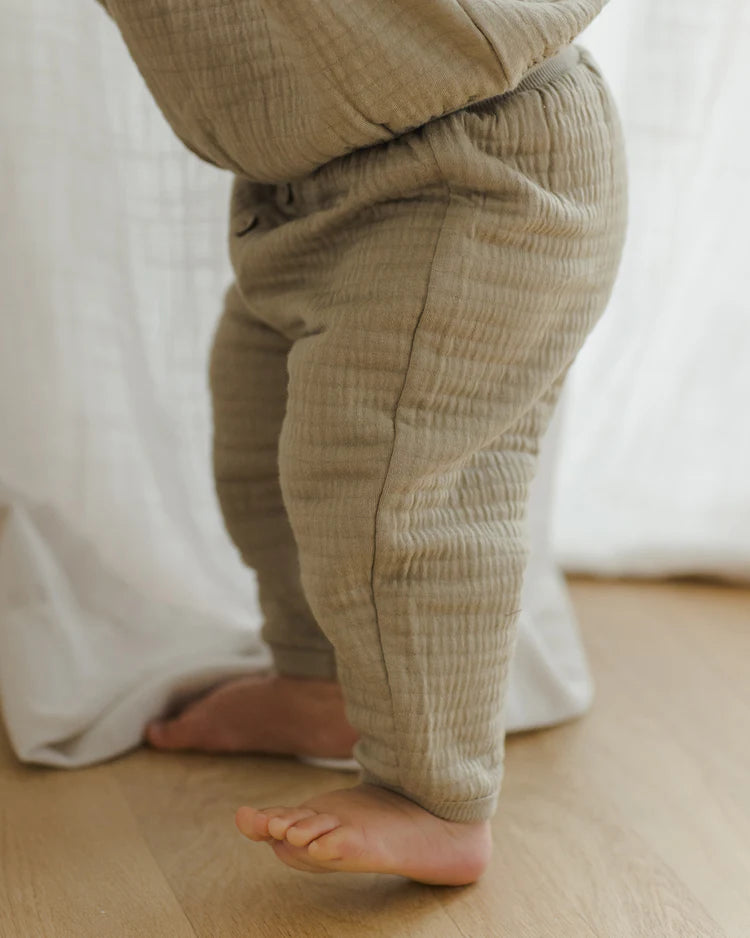 Textured Sweat Set in Olive  - Doodlebug's Children's Boutique