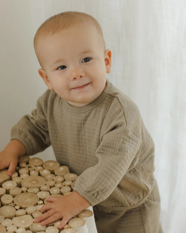 Textured Sweat Set in Olive  - Doodlebug's Children's Boutique