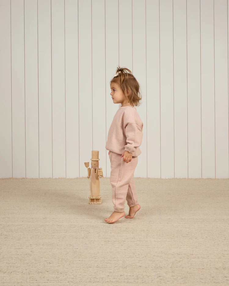 Textured Sweat Set in Blush  - Doodlebug's Children's Boutique