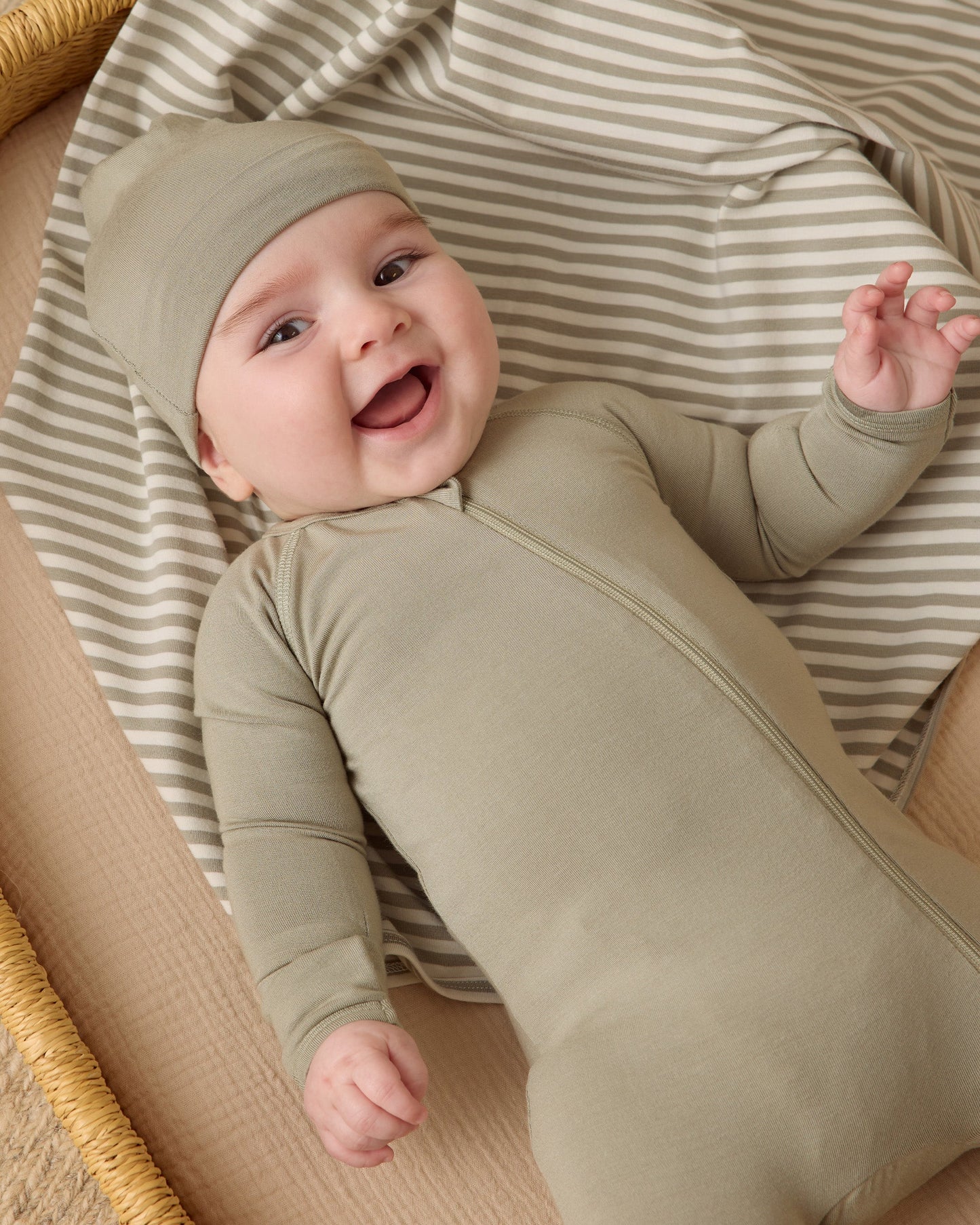 Bamboo Zip Footie in Fern - Doodlebug's Children's Boutique