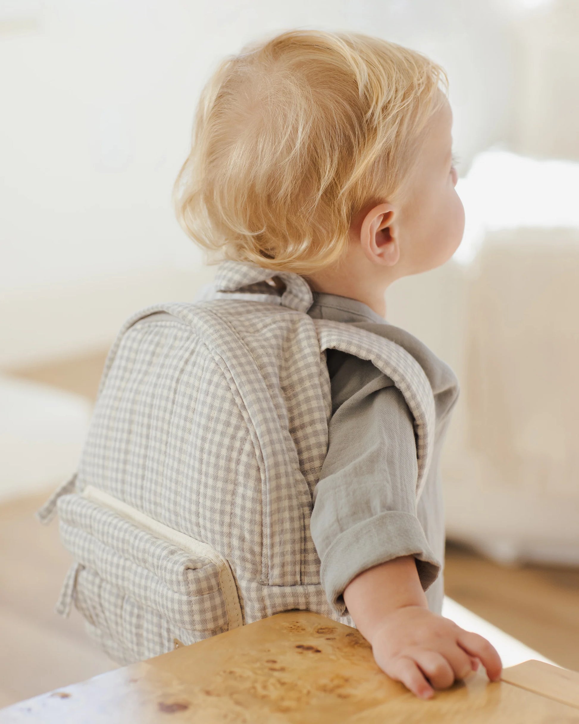 Mini Backpack in Blue Gingham - Doodlebug's Children's Boutique
