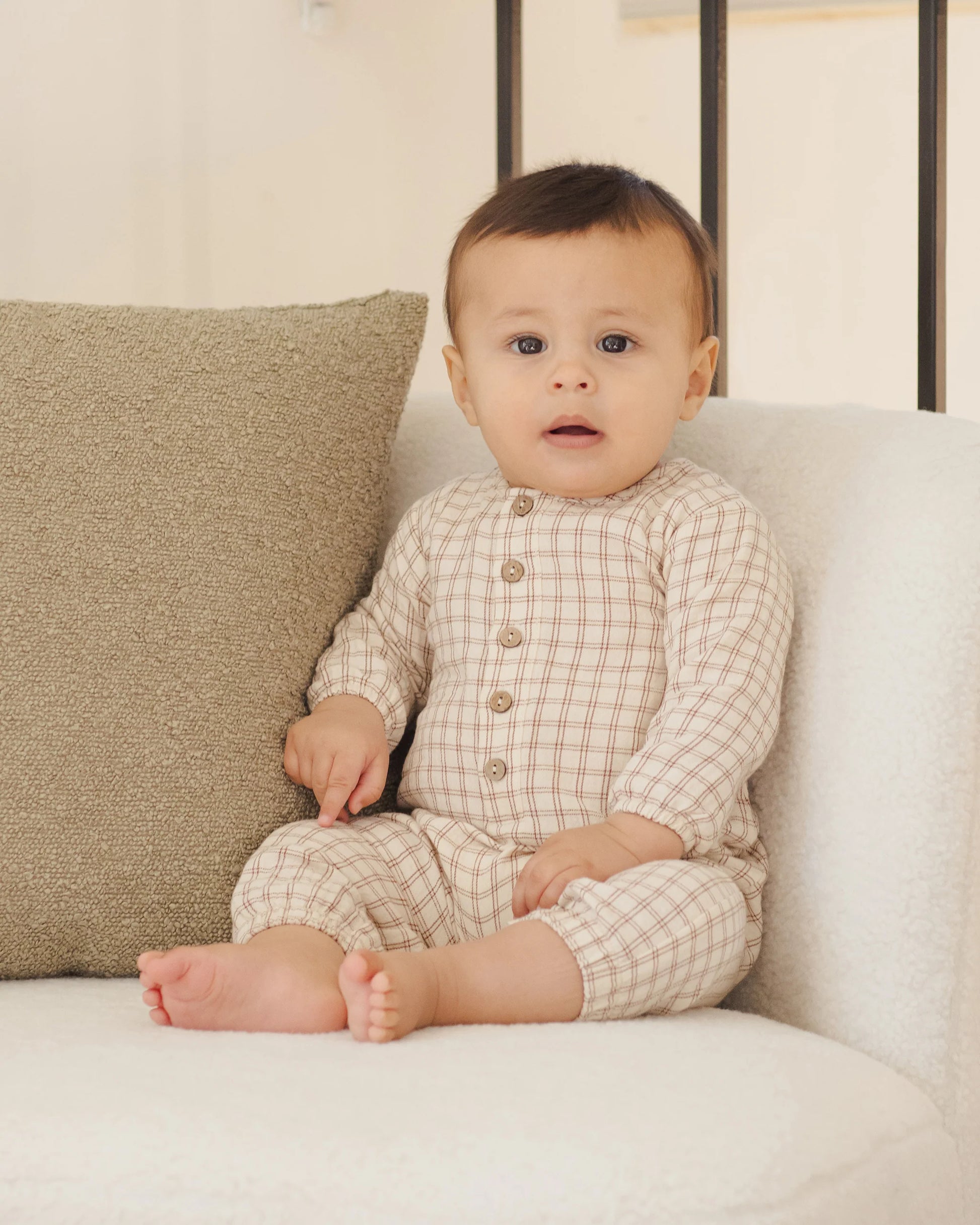 Woven Jumpsuit in Cedar Check - Doodlebug's Children's Boutique