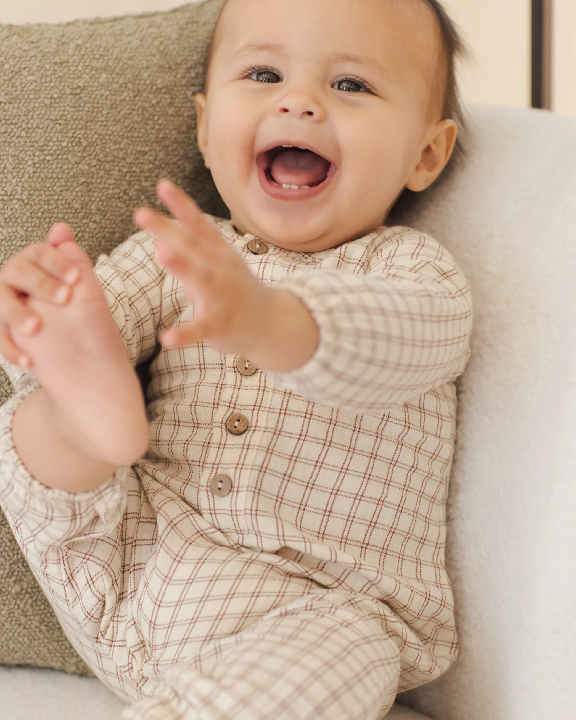 Woven Jumpsuit in Cedar Check - Doodlebug's Children's Boutique