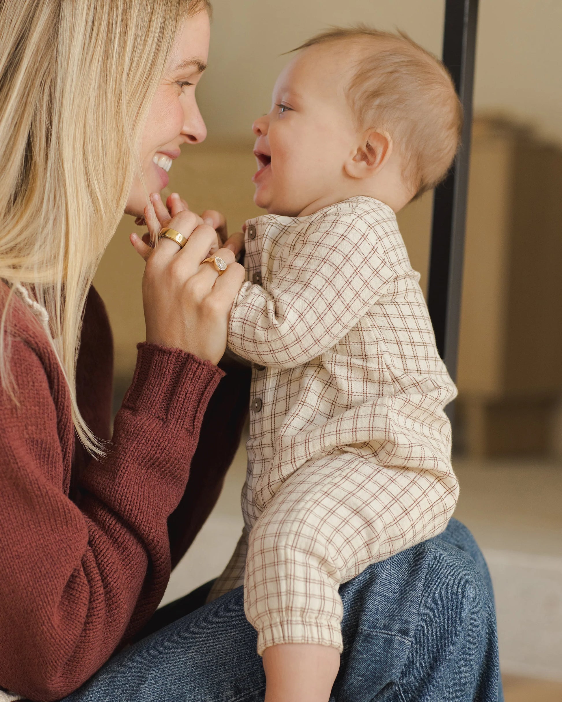 Woven Jumpsuit in Cedar Check - Doodlebug's Children's Boutique