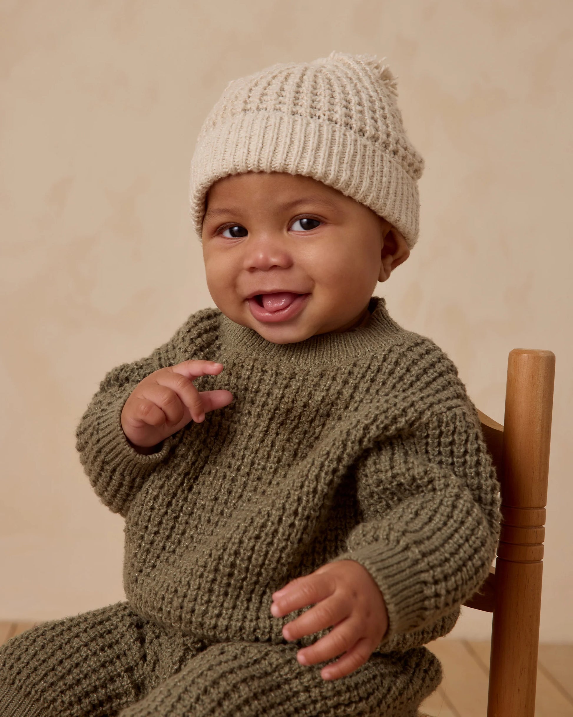 Pom Beanie in Natural - Doodlebug's Children's Boutique