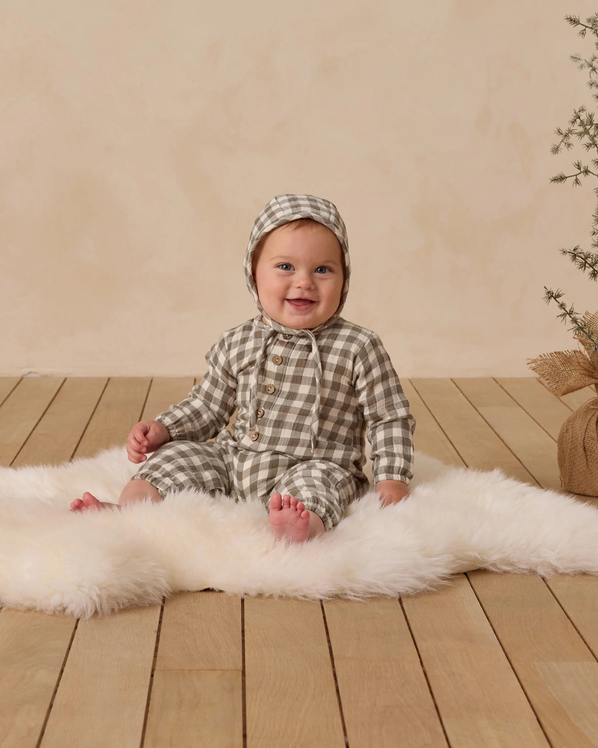 Woven Jumpsuit in Forest Check - Doodlebug's Children's Boutique