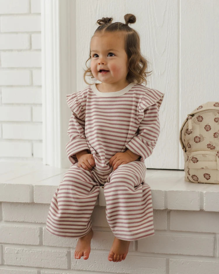 Ruffle Cozy Set in Mulberry Stripe