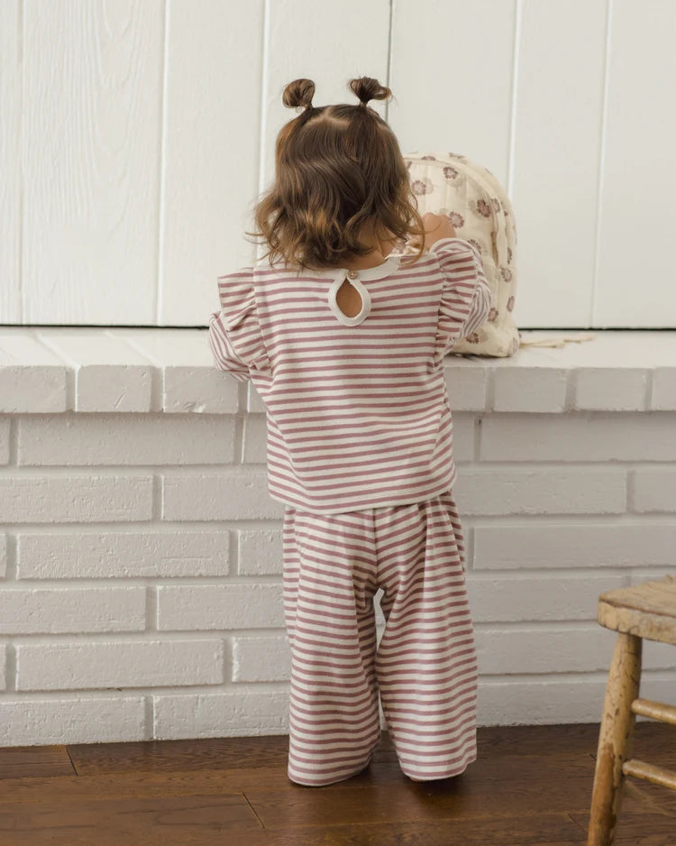 Ruffle Cozy Set in Mulberry Stripe