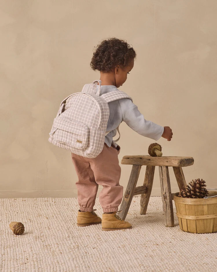 Mini Backpack in Blue Gingham