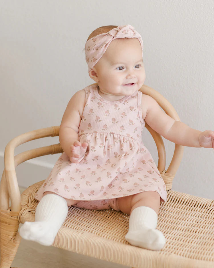 Ribbed Tank Dress in Roses - Doodlebug's Children's Boutique