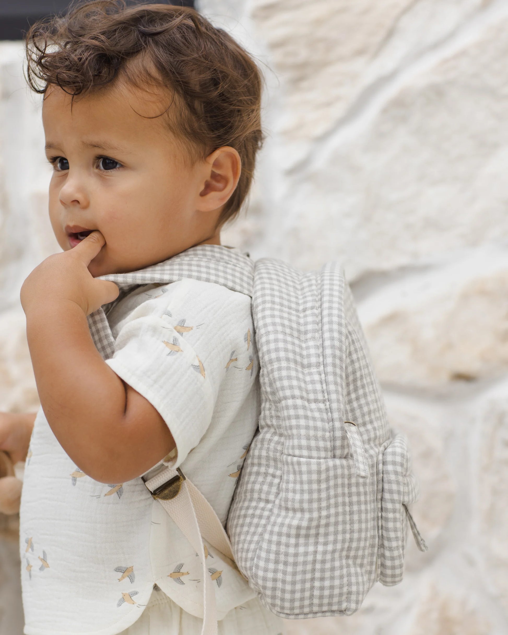 Mini Backpack in Sage Gingham - Doodlebug's Children's Boutique