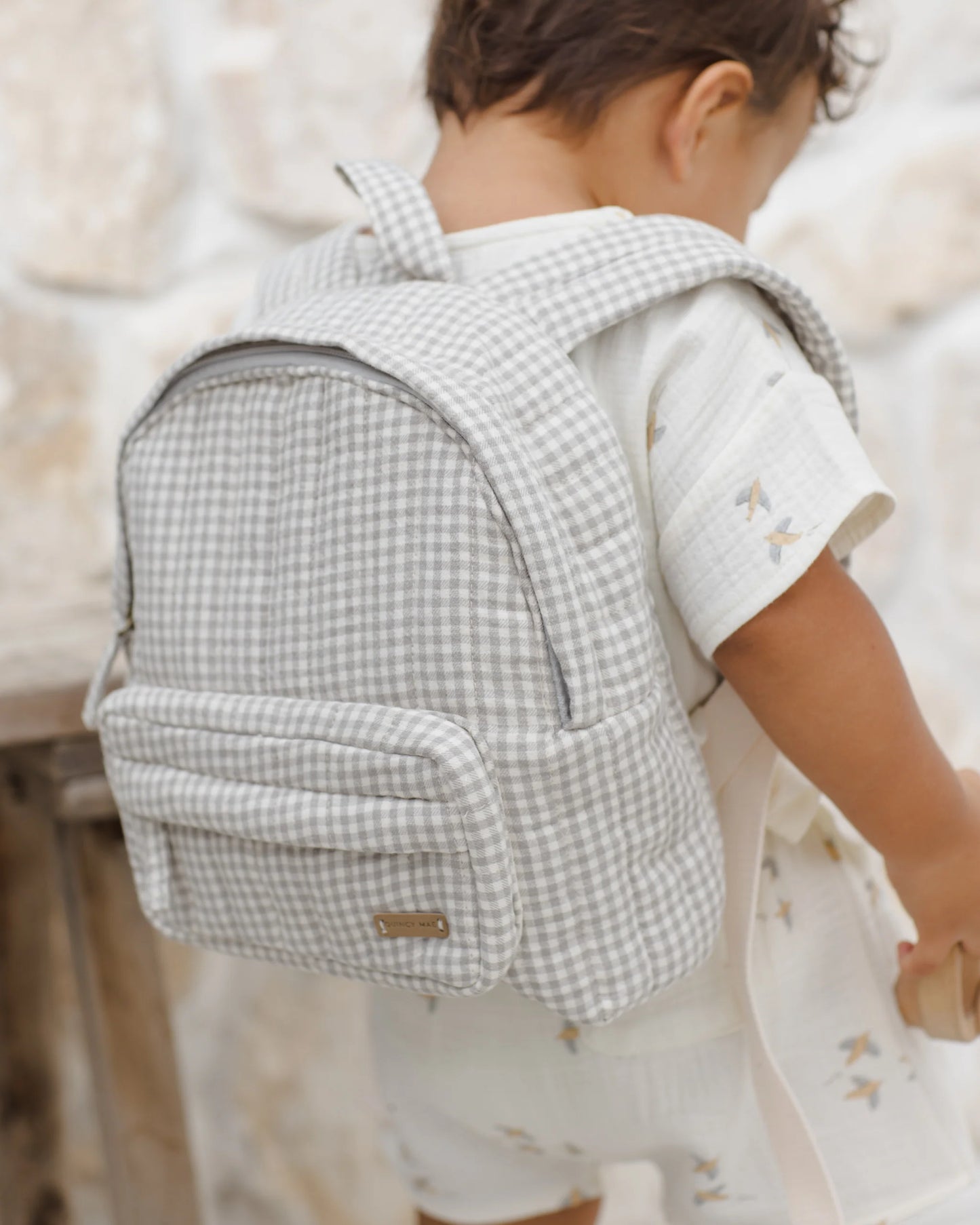 Mini Backpack in Sage Gingham - Doodlebug's Children's Boutique