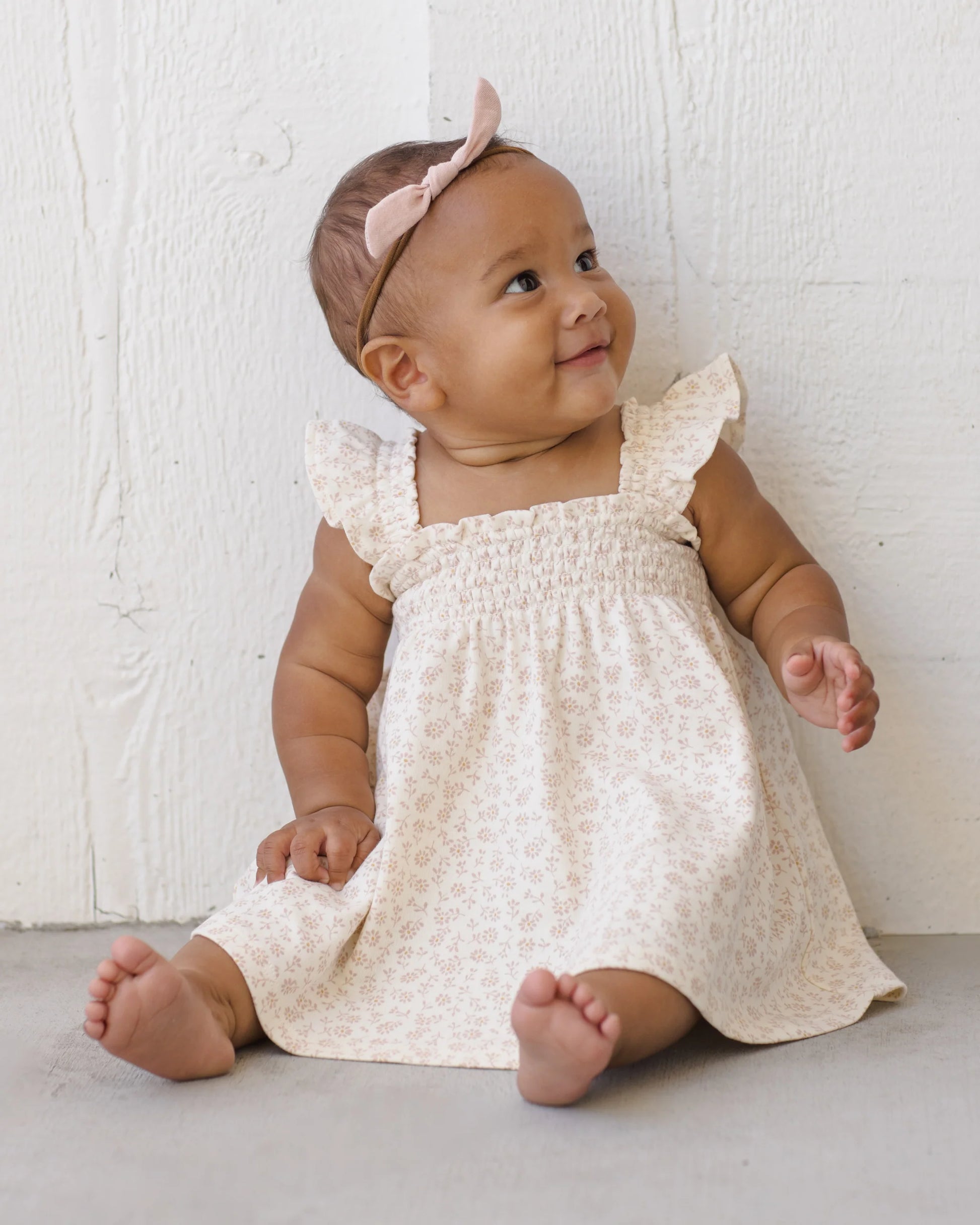 Smocked Jersey Dress in Ditsy Floral - Doodlebug's Children's Boutique
