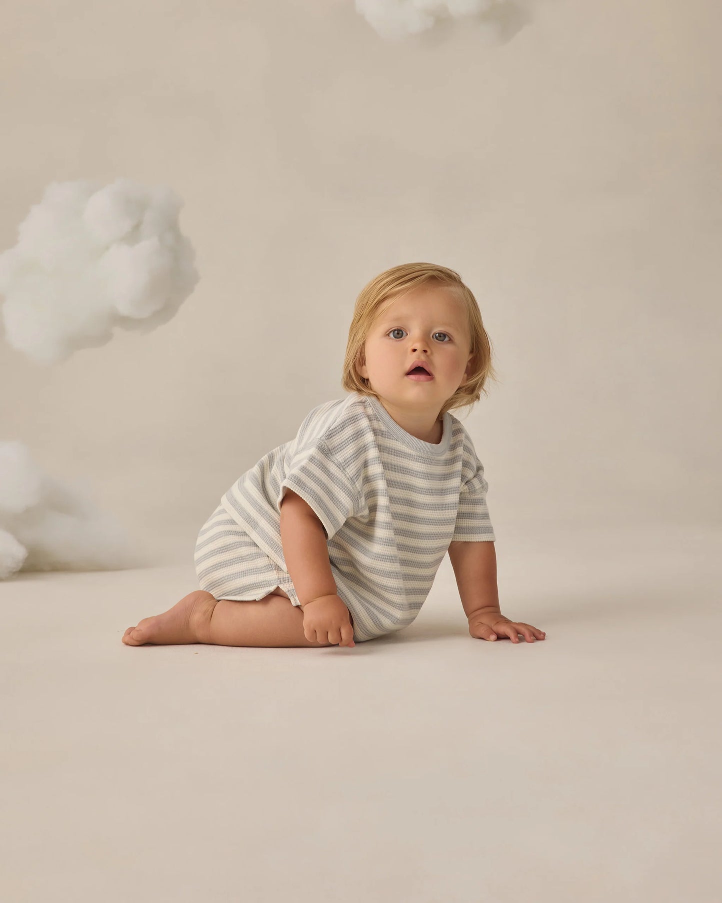 Waffle Shortie Set in Sky Stripe - Doodlebug's Children's Boutique