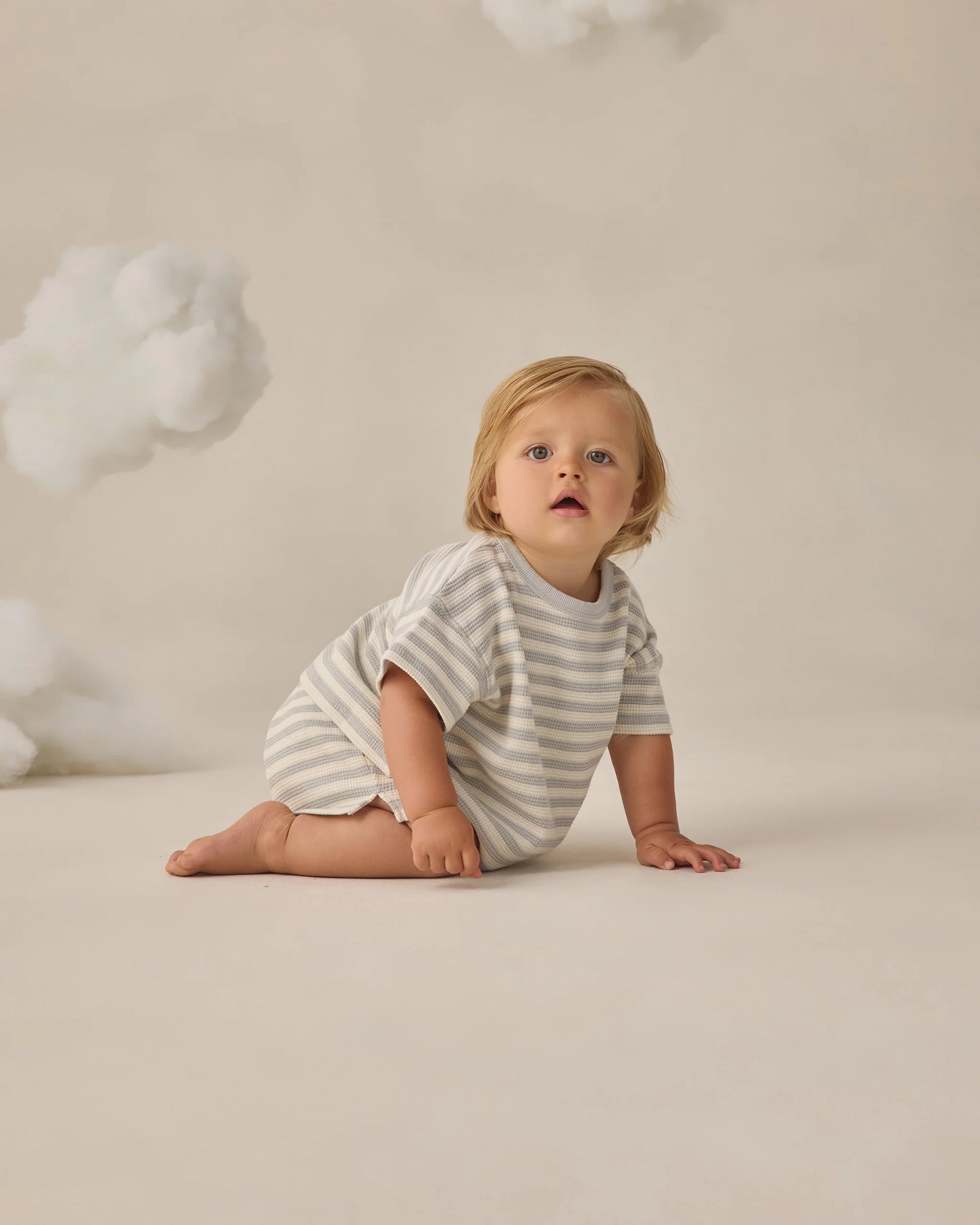 Waffle Shortie Set in Sky Stripe - Doodlebug's Children's Boutique