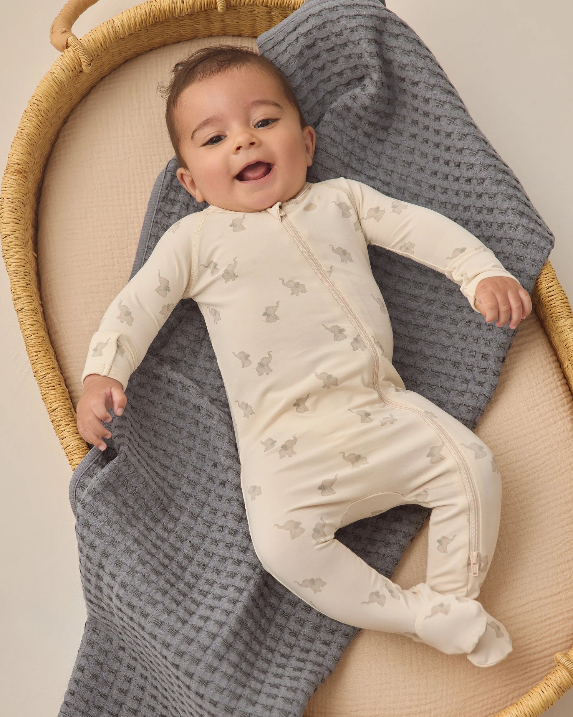 Bamboo Zip Footie in Elephants - Doodlebug's Children's Boutique