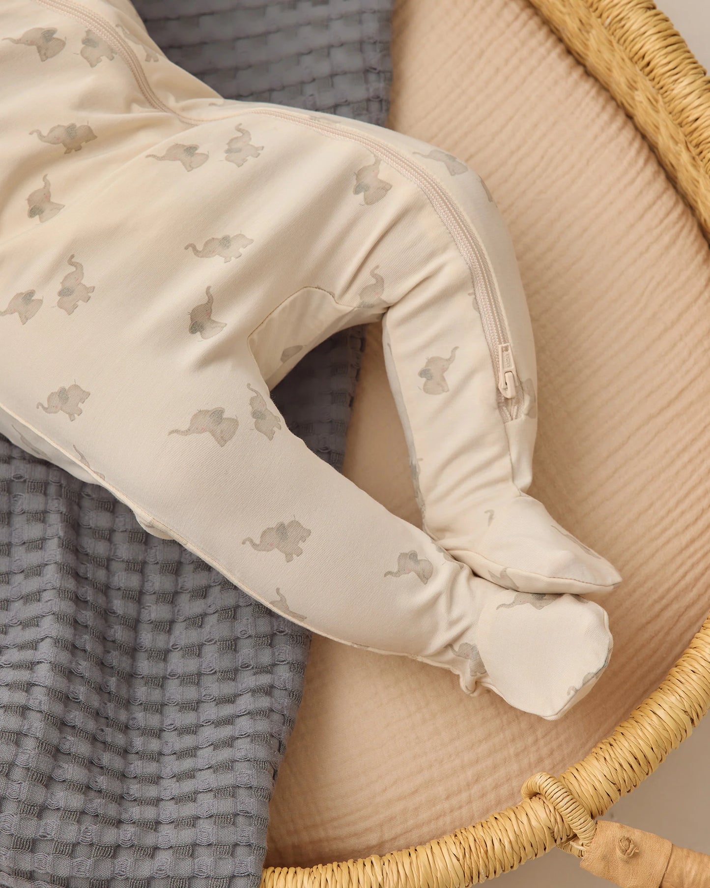 Bamboo Zip Footie in Elephants - Doodlebug's Children's Boutique