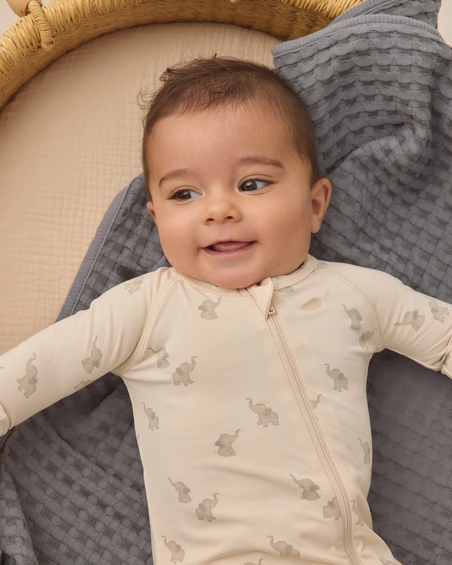 Bamboo Zip Footie in Elephants - Doodlebug's Children's Boutique