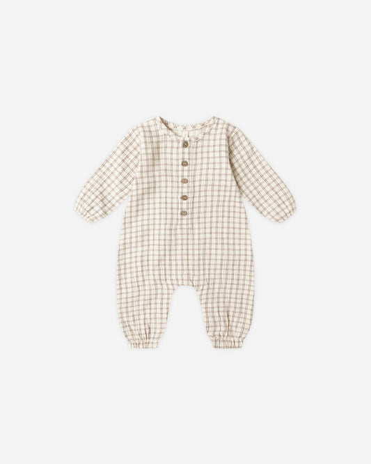 Woven Jumpsuit in Cedar Check - Doodlebug's Children's Boutique