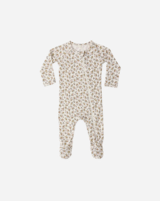 Bamboo Zip Footie in Wildflower - Doodlebug's Children's Boutique